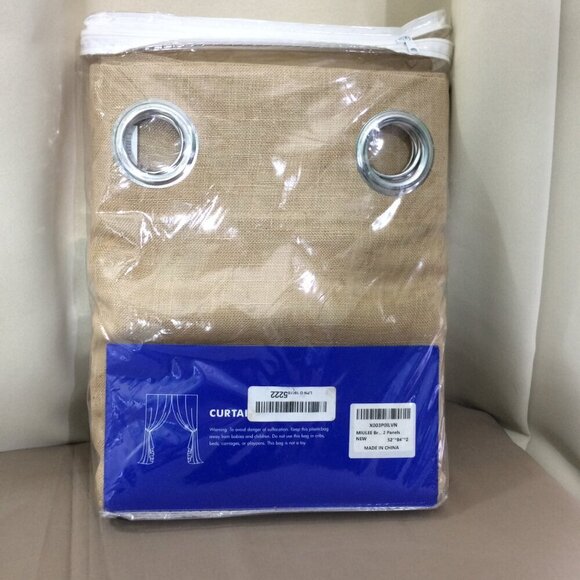 2 Miulee Curtain Panels Linen Blend Tan Grommet Top 52 x 84 NEW - Picture 3 of 5